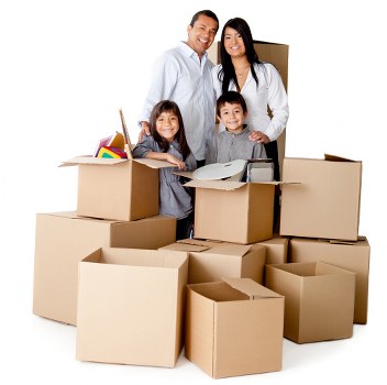 Packed boxes and furniture prepared for long-term storage in Crossness